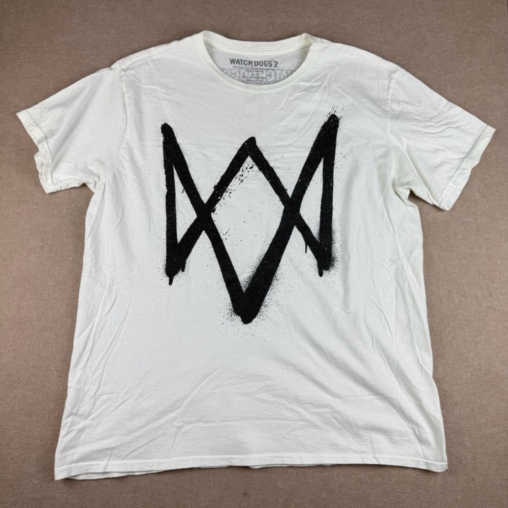 Watch Dogs 2 Shirt Mens L White 2016 Ubisoft DedSec Logo Video Game Graphic Tee